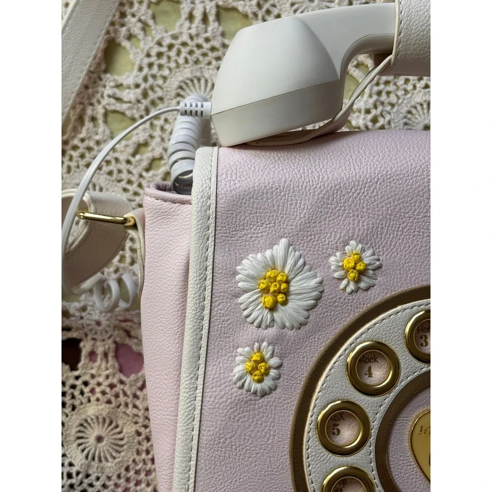 Betsey Johnson Call Me Phone Crossbody Bag Pink Daisy Bluetooth Handset Y2K - Picture 13 of 16